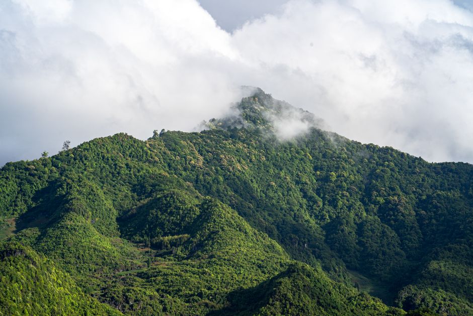 Mountain Stunning View Of Lush Green Mountains Covered In Clouds In Dong Van, Vietnam. HD Wallpaper #3861